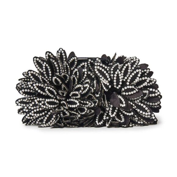 New Lele Sadoughi Crystak Dahlia Claw Clip Hair Black